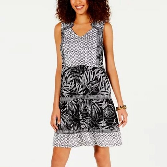 STYLE & CO (Size XS) Midi Palm Pattern Dress - Picture 1 of 7
